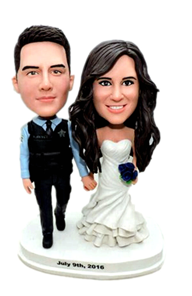 Custom wedding cake topper policeman groom figurines dolls